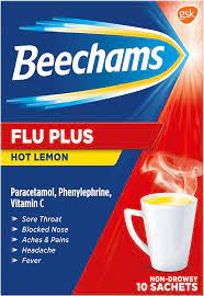 BEECHAMS FLU PLUS POWDER X10(HOT LEMON)
